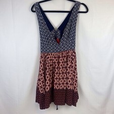 Lulus La Vie En Roses Navy Blue and Red Floral Print Dress Size Small