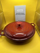 Technique Colorcast Red Enameled Cast Iron Pan Lid Casserole Vintage 12.25” NEW