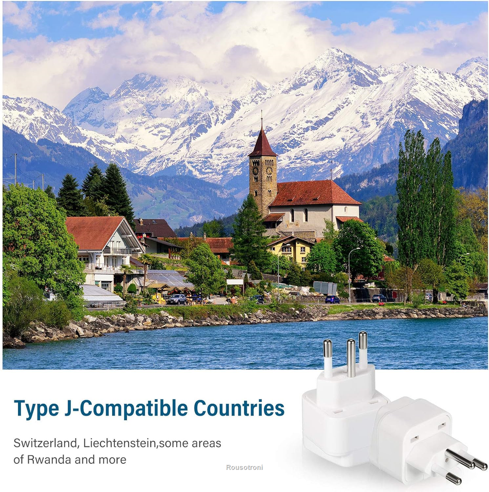 UK to Switzerland Plug Adapters Switzerland Power Converter Grounded