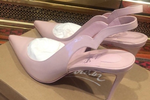 christian louboutin size 37.5 heels Hot Chick Sling Pink Patent Leather - Picture 9 of 11