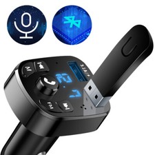 Bluetooth 5.0Car Wireless FM Transmitter Adapter 2USB PD Charger AUX Hands f2