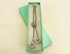 Blue Rhinestone Lariat Necklace, Star Pendant, Silver Tone Box Links, Jwl-207
