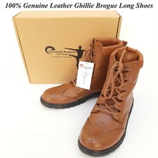 Scottish Kilt Ghillie Brogue Brown Boots Shoes100 Genuine Leather Shoes Size7-12