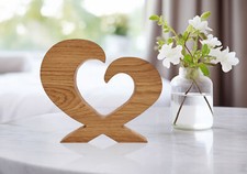 Cuore rustico in legno massiccio di rovere oliato Decorazione da tavolo