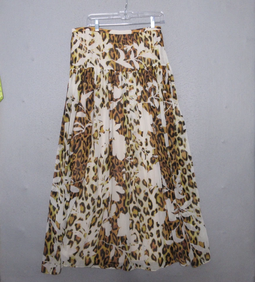 Maxi Falda Boston Propia 12 Marrón Selva Leopardo En Niveles Fluida Playa Vacaciones Foto 2 de 4