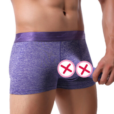 Mens Underwear Seperate Sexy U Convex Pouch Boxer Briefs Elephant Nose Lingerie