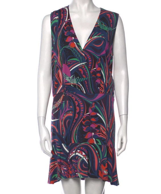 Emilio Pucci 48 US L XL Printed Shift Mini Dress Jersey Silk Blend