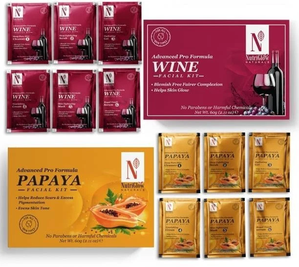 NutriGlow NATURAL'S Advance Pro Formula Wine & Papaya Facial Kit For Blemish Fre
