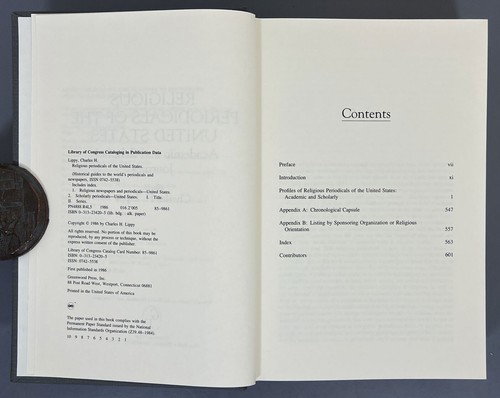 RELIGIOUS PERIODICALS OF THE UNITED STATES by Charles H Lippy - 1986 - 1st FINE - Picture 5 of 10