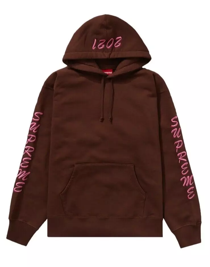 NWT 2021 SUPREME Guardian Hooded Sweatshirt Dark Brown MEN sz M