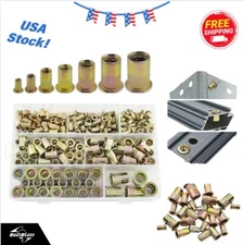 175 PCS Zinc-Plated Rivet Nut Set, M3-M10 UNC Threaded Inserts for DIY & Repairs