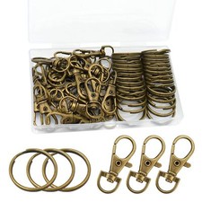 60 Pcs Premium Bronze Swivel Clasps Lanyard Snap Hooks with Key Rings, Key Ch...