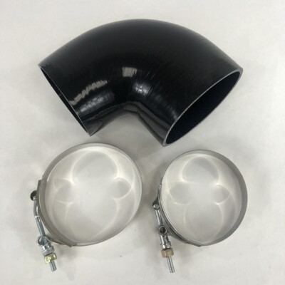 3.5'' to 4'' Black 90 Degree Silicone hose Coupler 4 layer polyester+SS Clamps