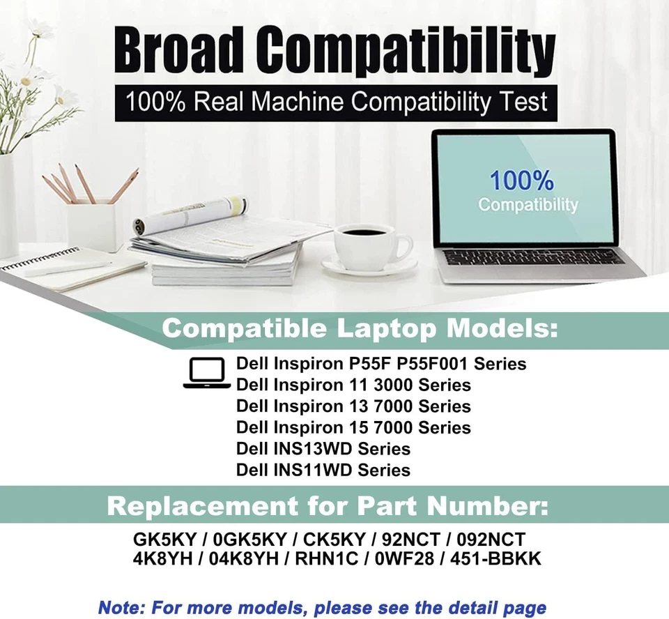 BATERÍA GK5KY 10 PIEZAS PARA DELL Inspiron 11 3147 3148 3152 13 7353 7352 7347 EE. UU. Foto 3 de 4