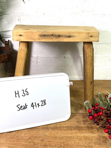 Vintage Hungarian Rustic Wooden Milking Stool Side Table Bench Plant Stand - Picture 10 of 10