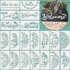 Thyle 20 Pcs Welcome Stencils for Painting on Wood 11.81 x 5.91'' Large Welco...