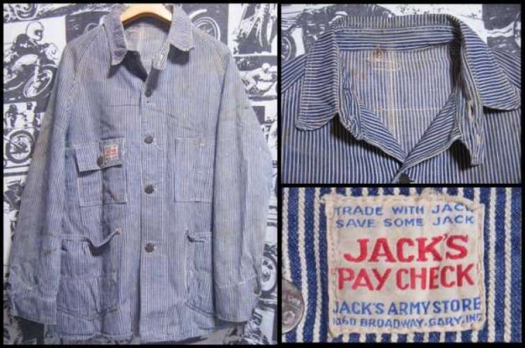 ジャケット・アウター 40s Vintage USN Police Hickory Coverall JACK'S ARMY STORE 1930s 1940s Vintage Hickory Coverall