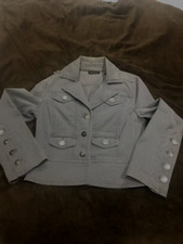 Ideology Slate Gray Cropped Jean Jacket Medium