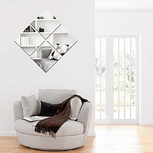 4Pcs Acrylic Mirror Tiles Square Mirror Wall Sticker Removable