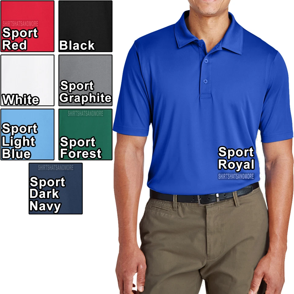 TEAM SPORTSWEAR Mens Moisture Wicking Polo Shirt UV Protection Dri Fit XS-XL 2X, 3X, 4X, 5X, 6X