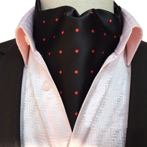 Men Paisley Floral Vines Polka Dots Solid Color Cravat Scarf Ascot Tie Neckwear - Picture 11 of 17