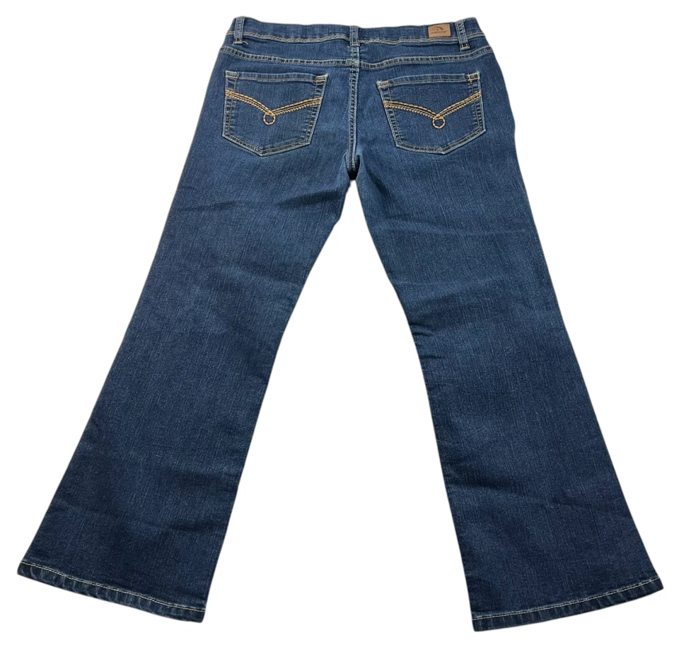 Pantalones de mezclilla Jordache Bootcut para niñas talla grande 14,5 azul bolsillos elásticos Foto 2 de 4