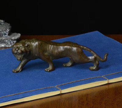 Brass Big Tiger Figurine Small Animal Statue Office Home Decoration Toy Gifts