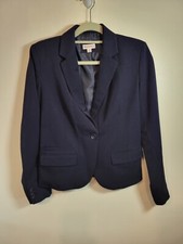 Merona Womens Navy Blue One Button Blazer Single Breasted Size 6
