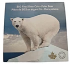 Canada 2014 Polar bear $50 fine silver coin Royal Canadian Mint 99.99%