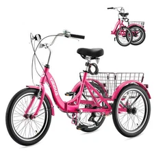 VIRIBUS Folding 20 in Adult Tricycle 7 Speed Folding Trike for Adults Dual Chain