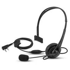 Over The Ear Walkie Talkie Headset, 2 Pin Plug with Boom Mic PTT Overhead Hea...