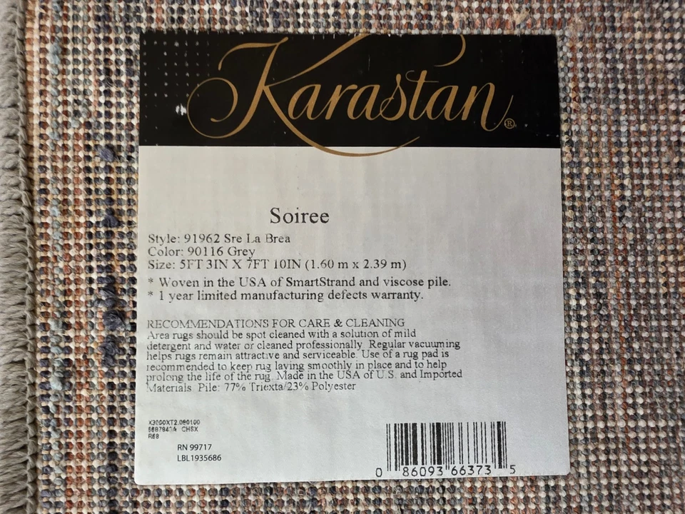 Alfombra Karastan: Soiree - La Brea Gris 5'3"x7'10" ¡Nueva! Foto 2 de 4