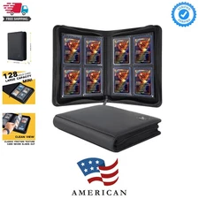 Toploader Binder, Holds 128+ Toploaders, 4 Pocket Top Loader Card Storage Cas...