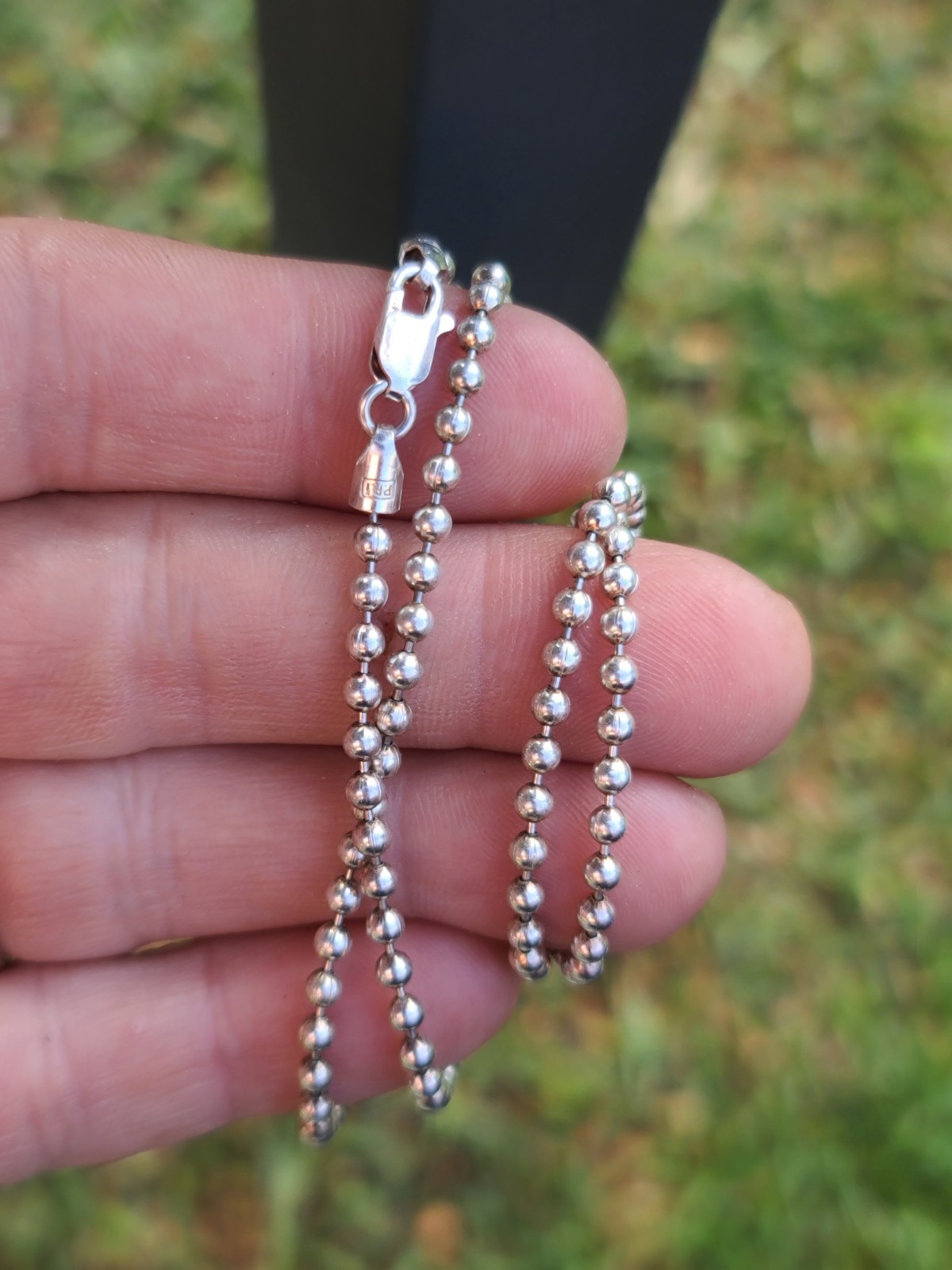 Sterling 925 Solid Silver Large Ball Bead Chain B… - image 6