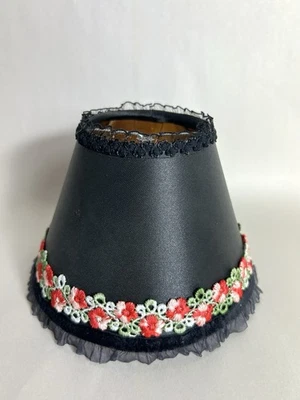 Vintage Lampshades For Wall Lights / Chandelier - Small Black Clip On Shade - Image 1 of 4