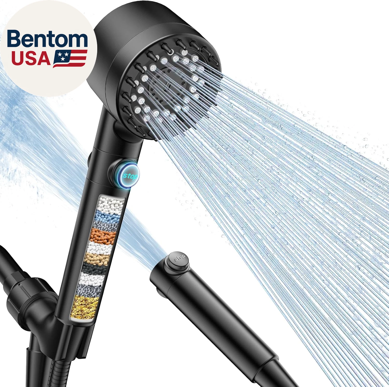 Filtered Shower Head with Handheld, High Pressure 4 Spray Showerhead with Filter