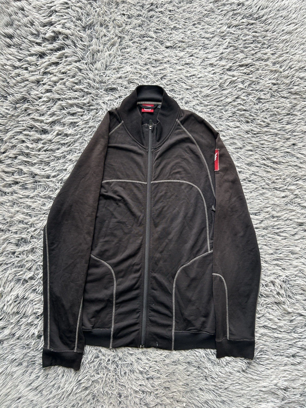 I/O Bio Pullover Men XL Black Merino Wool Base Layer Full Zip Jacket Long Sleeve