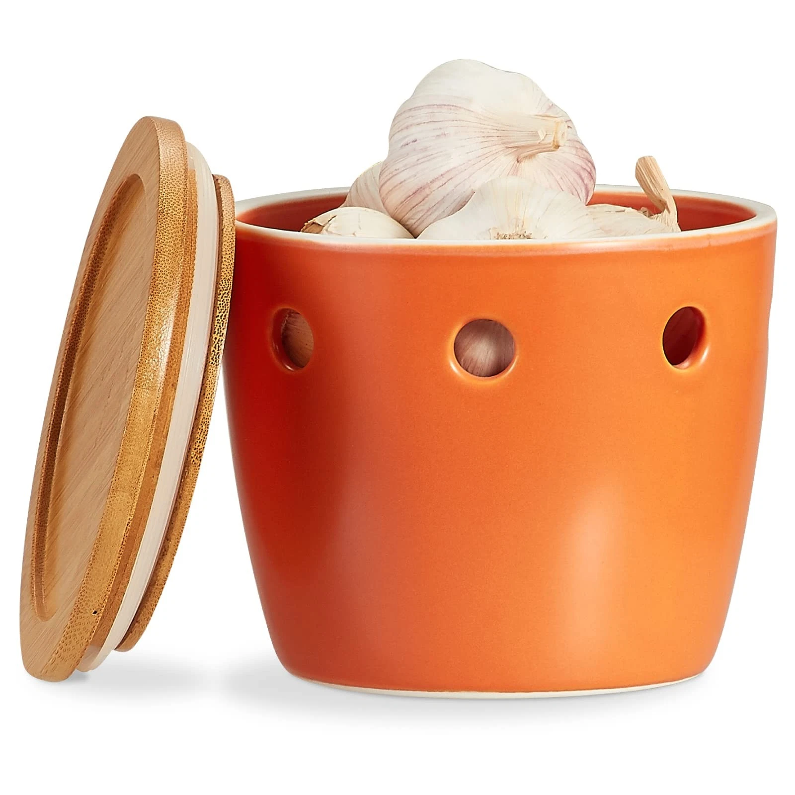 Large Garlic Keeper with Lid, Ceramic Garlic Saver 5 inch, Garlic Keeper for ...