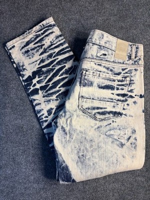 Encrypted Jeans Men's 36x32 Blue Denim Acid Wash Distressed Grunge Straight Leg