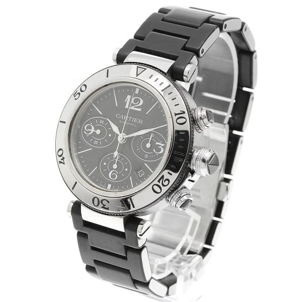 CARTIER PASHA SEA TIMER CHRONO W31088U2 42mm SS Black #C20417