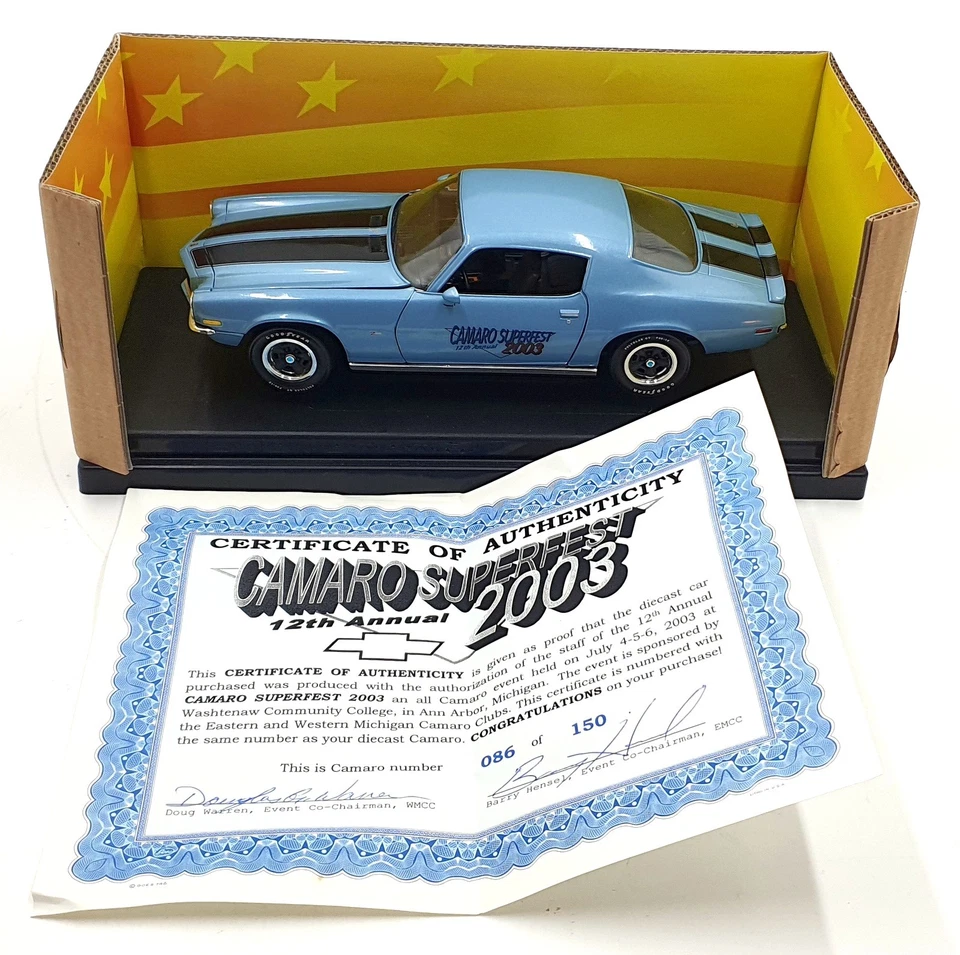 Ertl 1/18 Scale Diecast 29228P - 1970 1/2 RS Z/28 Camaro Superfest 2003 - Blue - Image 4 of 4