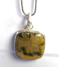 77Ct Natural Yellow Turquoise Cushion Cut IGL 925 Silver Pendant Free Chain 6FRL