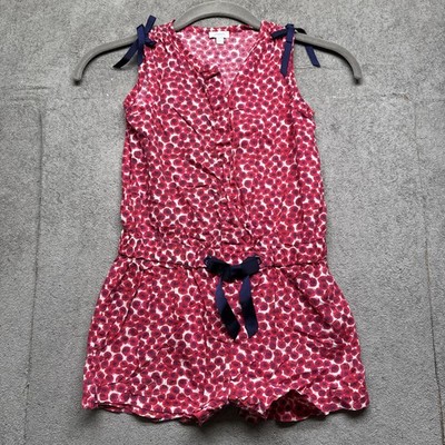 Jacadi Paris Girls Floral Romper Pink Red Bow Playsuit French Size 6A