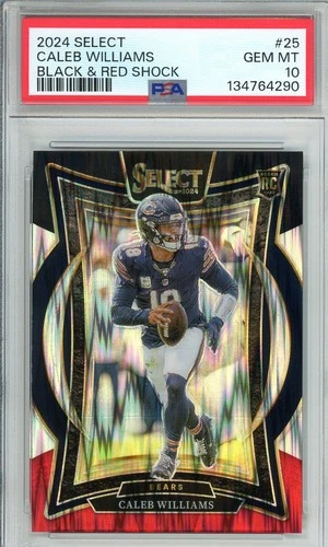 2024 Panini Select #25 Caleb Williams Rookie Black & Red Shock PSA 10