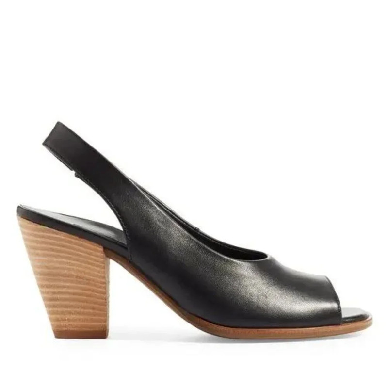 Paul Green Savannah Slingback Black Leather Shoes Size 8.5 US (5.5 UK) Perfect