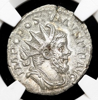 GALLIC EMPIRE. Postumus AD 260 269. Silver Antoninianus NGC XF
