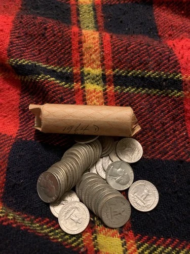 Roll of 40 Higher Grade 1964  D  AU Washington Quarters 90% Silver