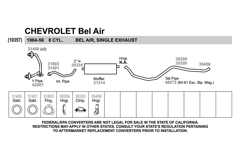 For Chevy Impala 58-64 Fiber w Steel Core Donut Exhaust Pipe Flange Gasket Foto 2 de 4