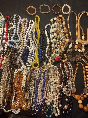 Large 75 Piece assortment Of Pre Owned costume jewelry necklaces And Bracelets