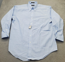 Windsor Company Dress Shirt Men 16.5 Blue Wrinkle Free Collar Button Down Formal